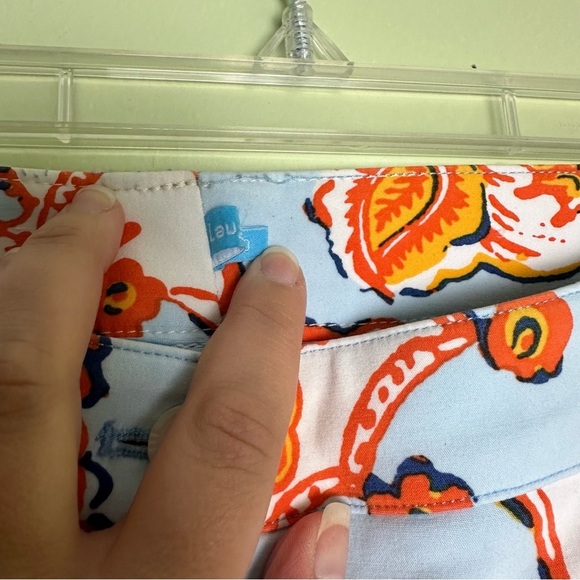 J. McLaughlin Pants Women's Orange And Blue Paisley Print Modal Spandex Size 10 - Picture 11 of 15